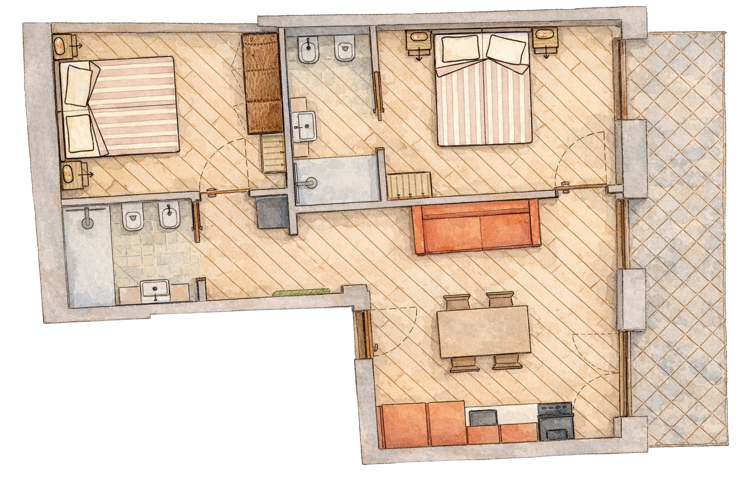 Trilocale Deluxe con balcone | Orizzonte